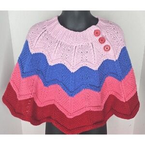The Children's Place Knitted‎ Rainbow Shawl Cape Pullover Size 4T Fall Winter